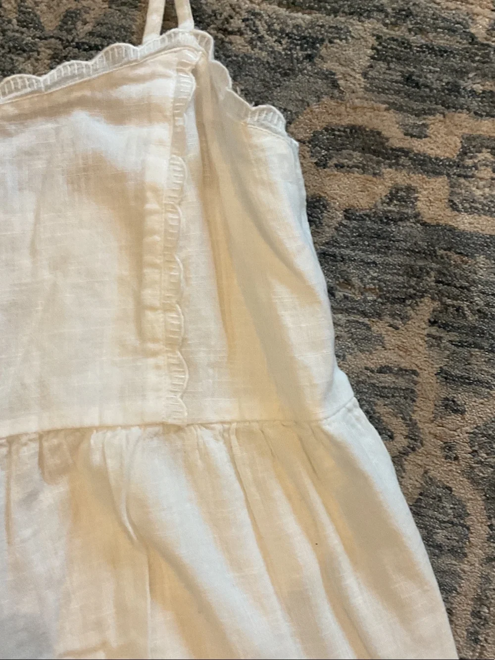 Aeropostale White Tiered Spaghetti-Strap Babydoll Mini Dress lace small cotton